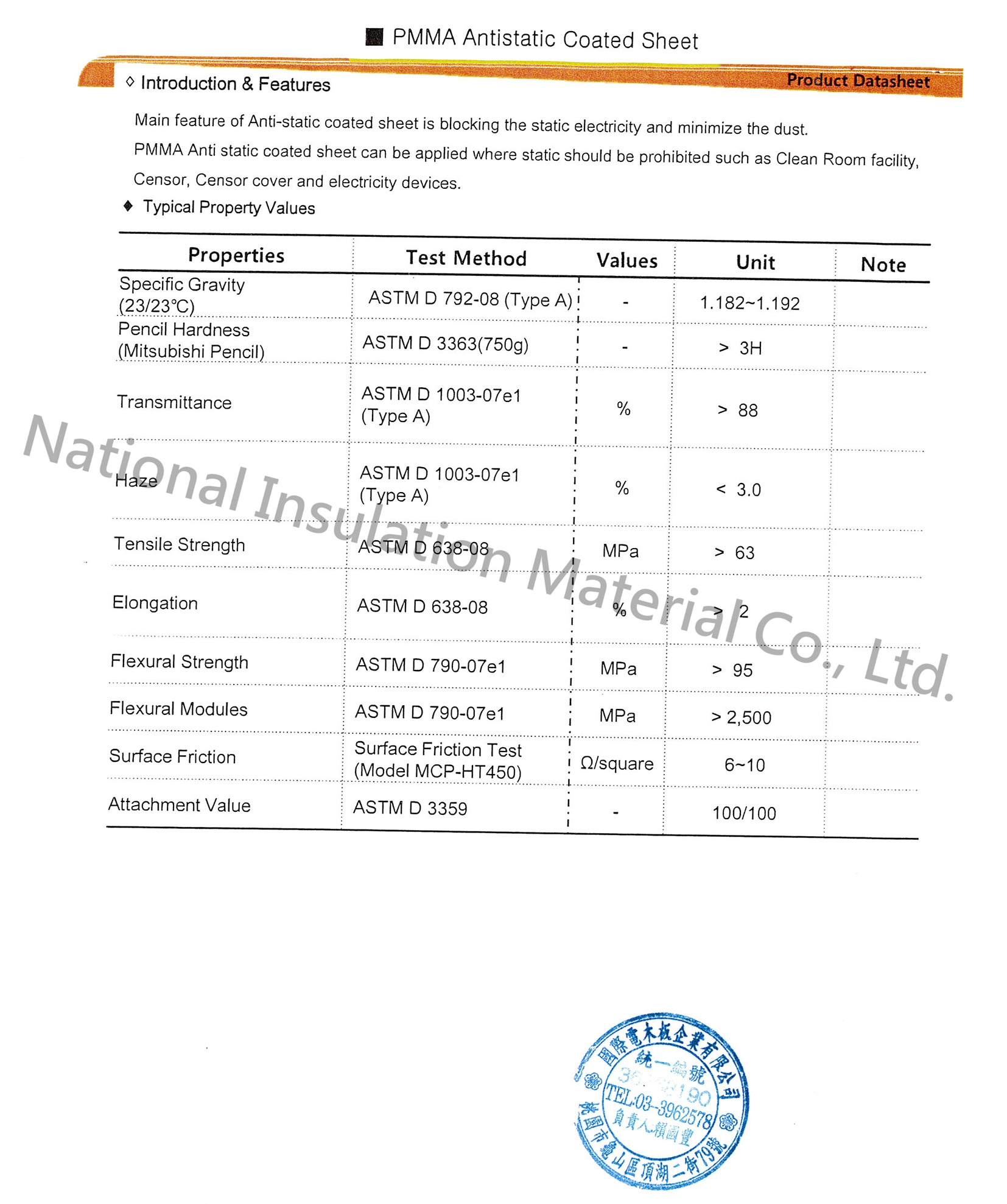 Anti-Static Acrylic Sheet (ESD PMMA Sheet)